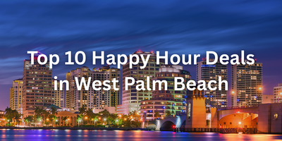 Downtown West Palm Beach happy hour bars and skyline view during sunset