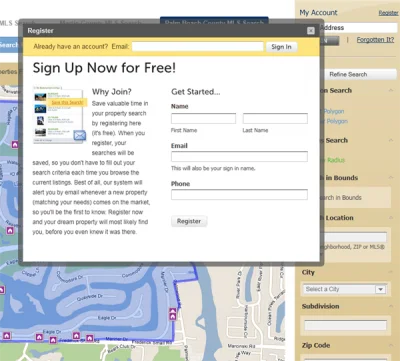 Registration on Waterfront Properties Website