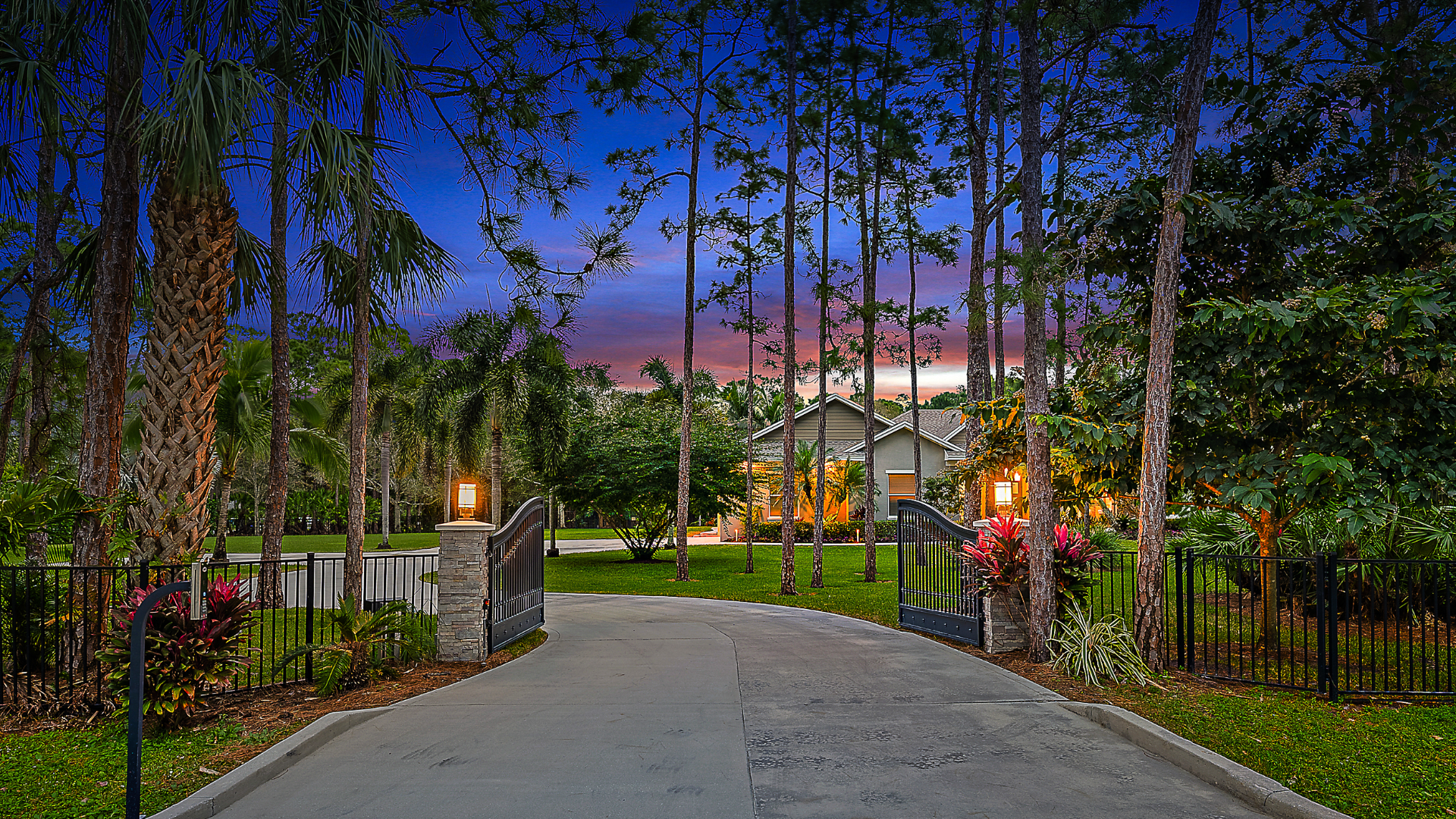 a home in Jupiter Farms at twilight