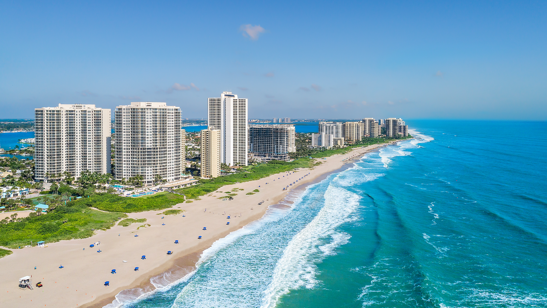 an aerial shot of some of the condos on singer island
