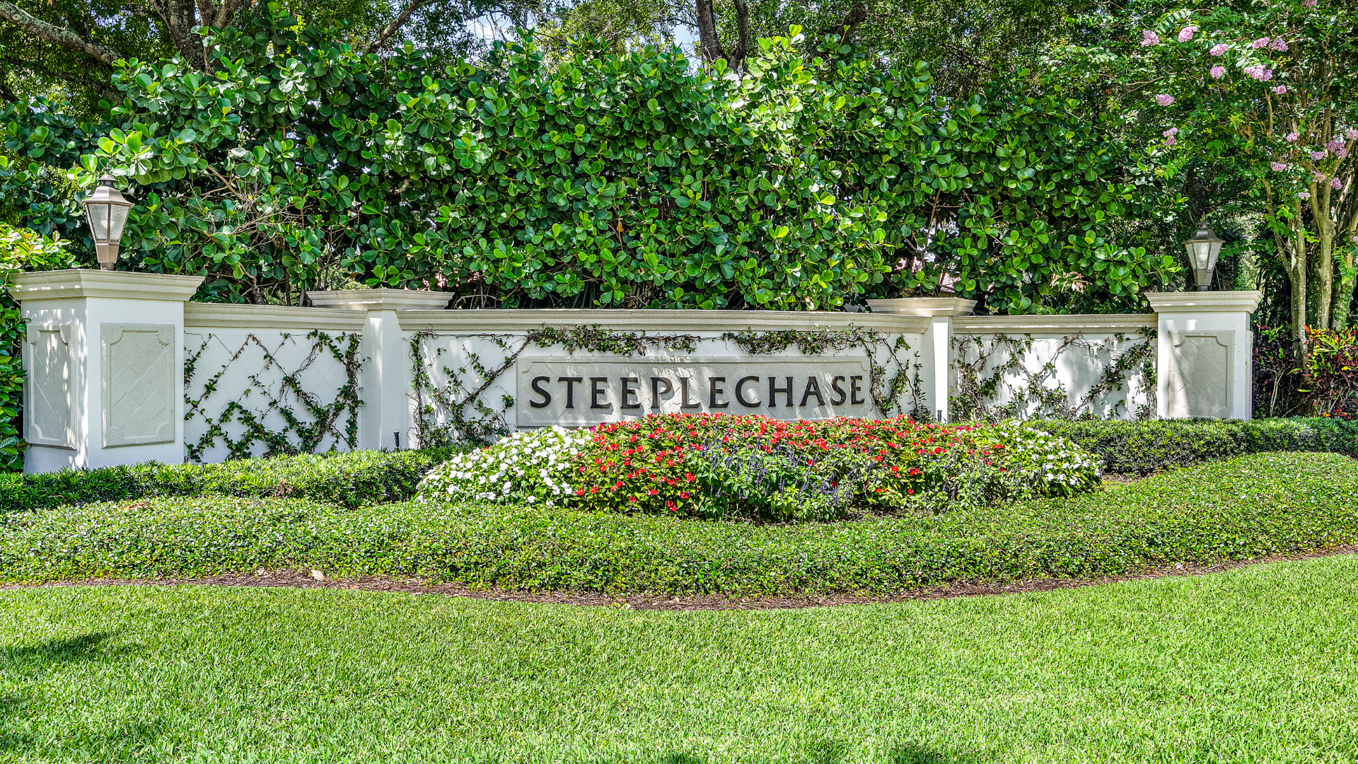 the entryway sign at Steeplechase in Palm Beach Gardens