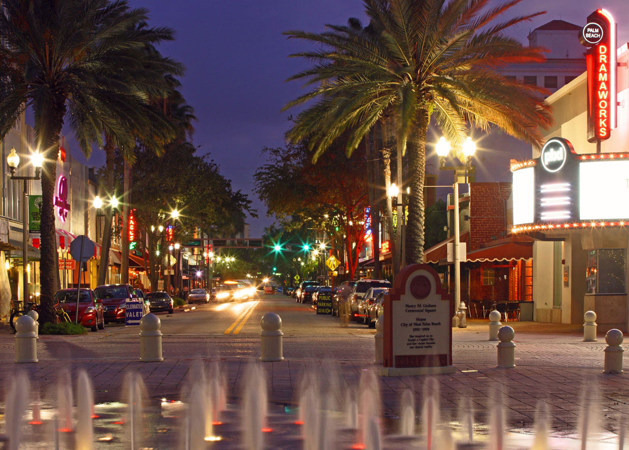 Singer Island community at night