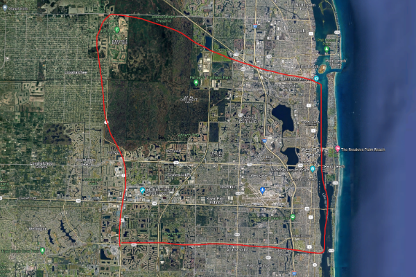 outline of the general west palm beach area