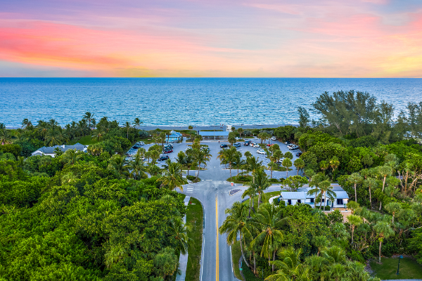 Hobe Sound Beach aerial photo at sunset
