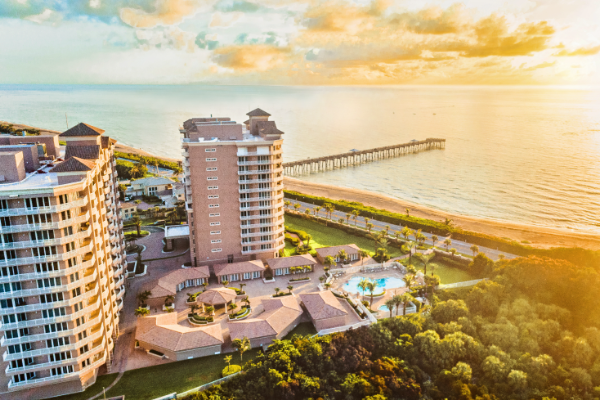 Juno Beach aerial photo at sunrise