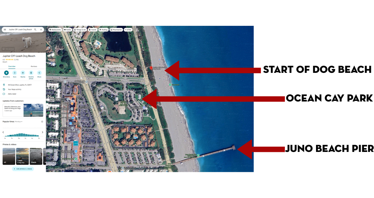 map of Jupiter Dog Beach parking