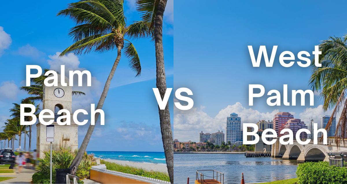two images with titles, Palm Beach vs West Palm Beach