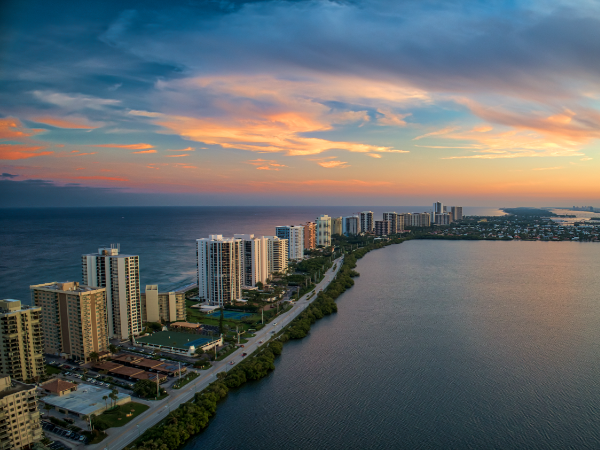 Singer Island community at sunset
