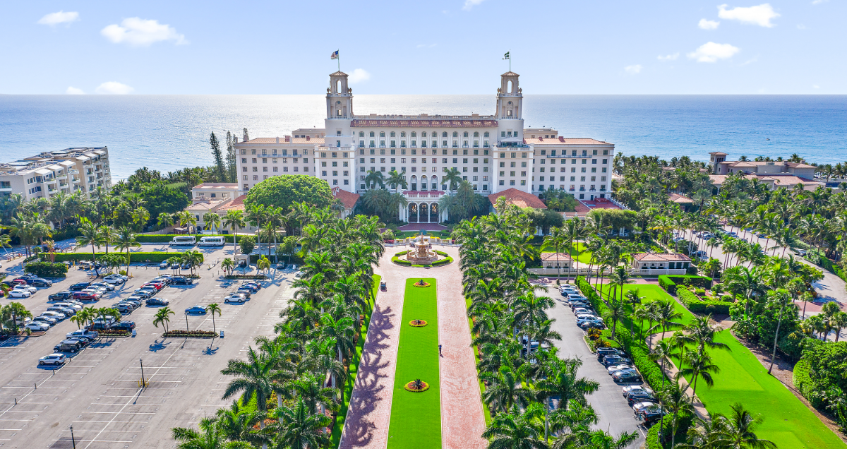 an aerial view of The Breakers, which has one of the best brunches in Palm Beach