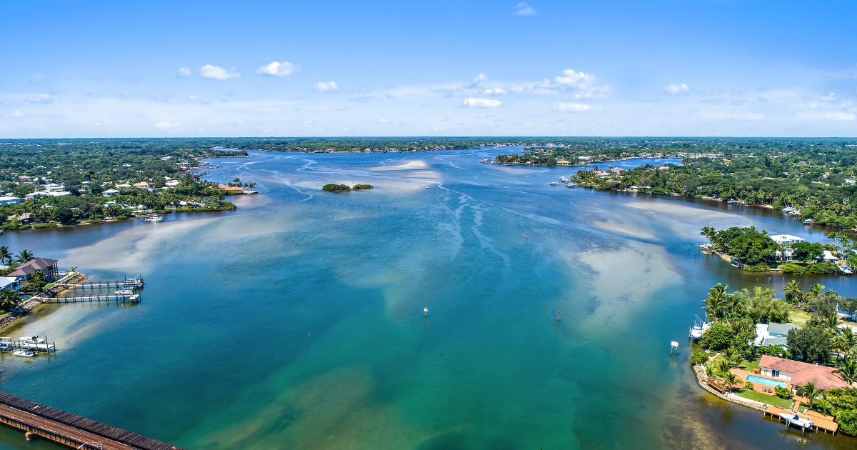 the Jupiter Inlet with clear blue water on a sunny day